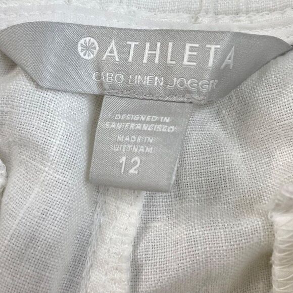 Athleta Cabo Linen Jogger Pant White 12 FLAW - Picture 7 of 12